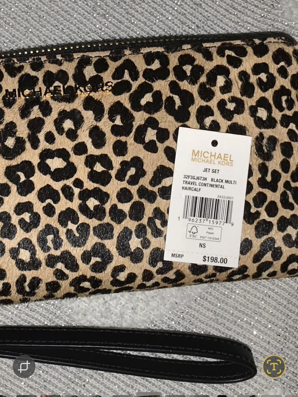 *nwt*Michael Kors Leopard Print Clutch Wallet- Brown/Black